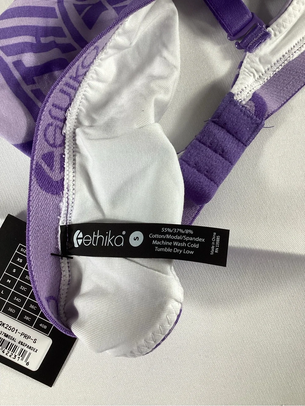 Ethika Girls Purple Graphic Triangle Bra Size S New